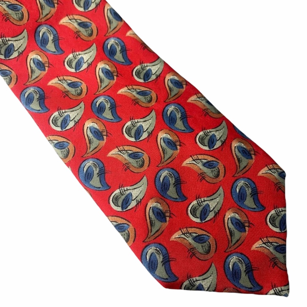Amherst & Brock Gold Label Red Paisley Print All Silk Men's Neck Tie